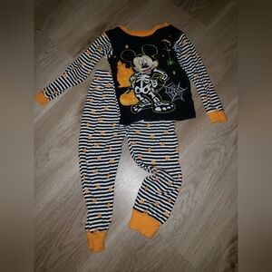 Disney Mickey Mouse Snugfit Halloween Skeleton Pajamas  3T
